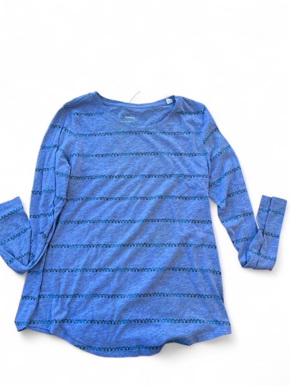 Sonoma Heather Blue Stripe Long Sleeve Tee